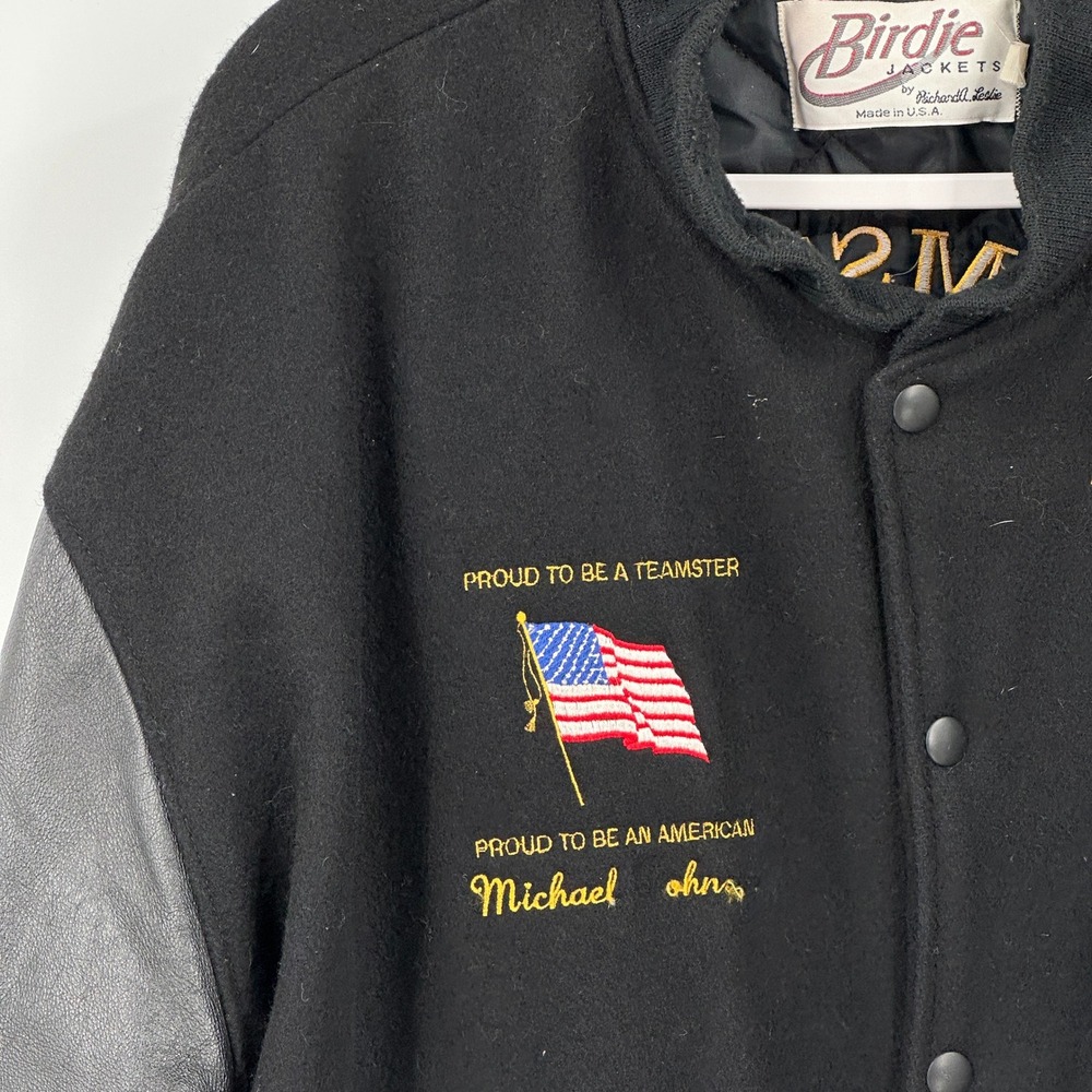 Birdie Mens Jacket Size L Vintage Teamsters Local 568 Wool Leather Varsity Union - Picture 2 of 11